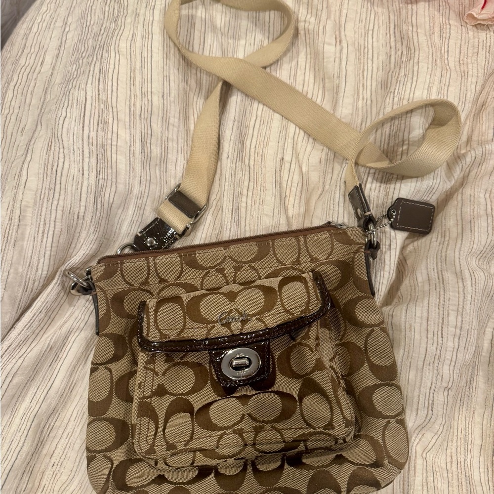Coach Tan and Brown Crossbody Bag